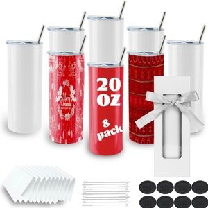 Brand new 8 pack skinny tumbler blank sublimation tumblers 20oz